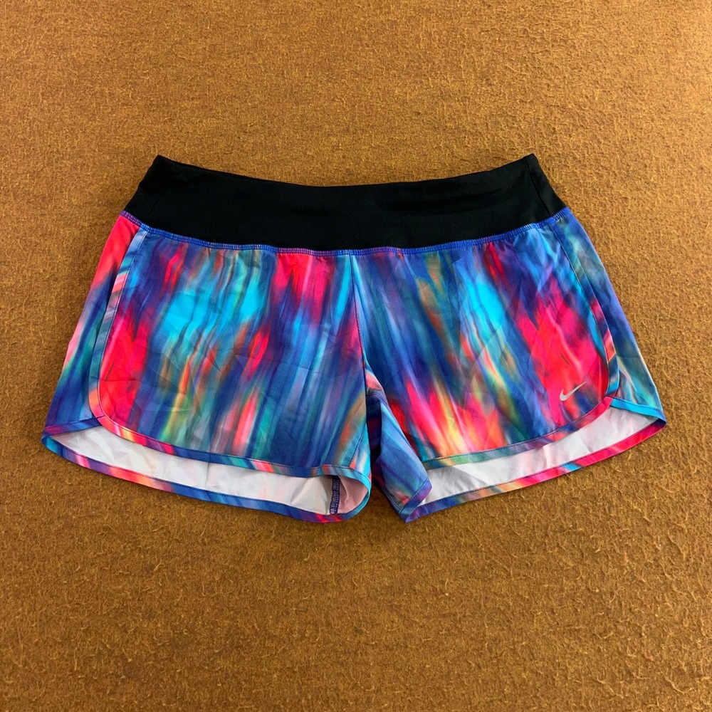 Nike Womens Large Multi-Color Dri-FIT Tie Dye Running Athletic Shorts